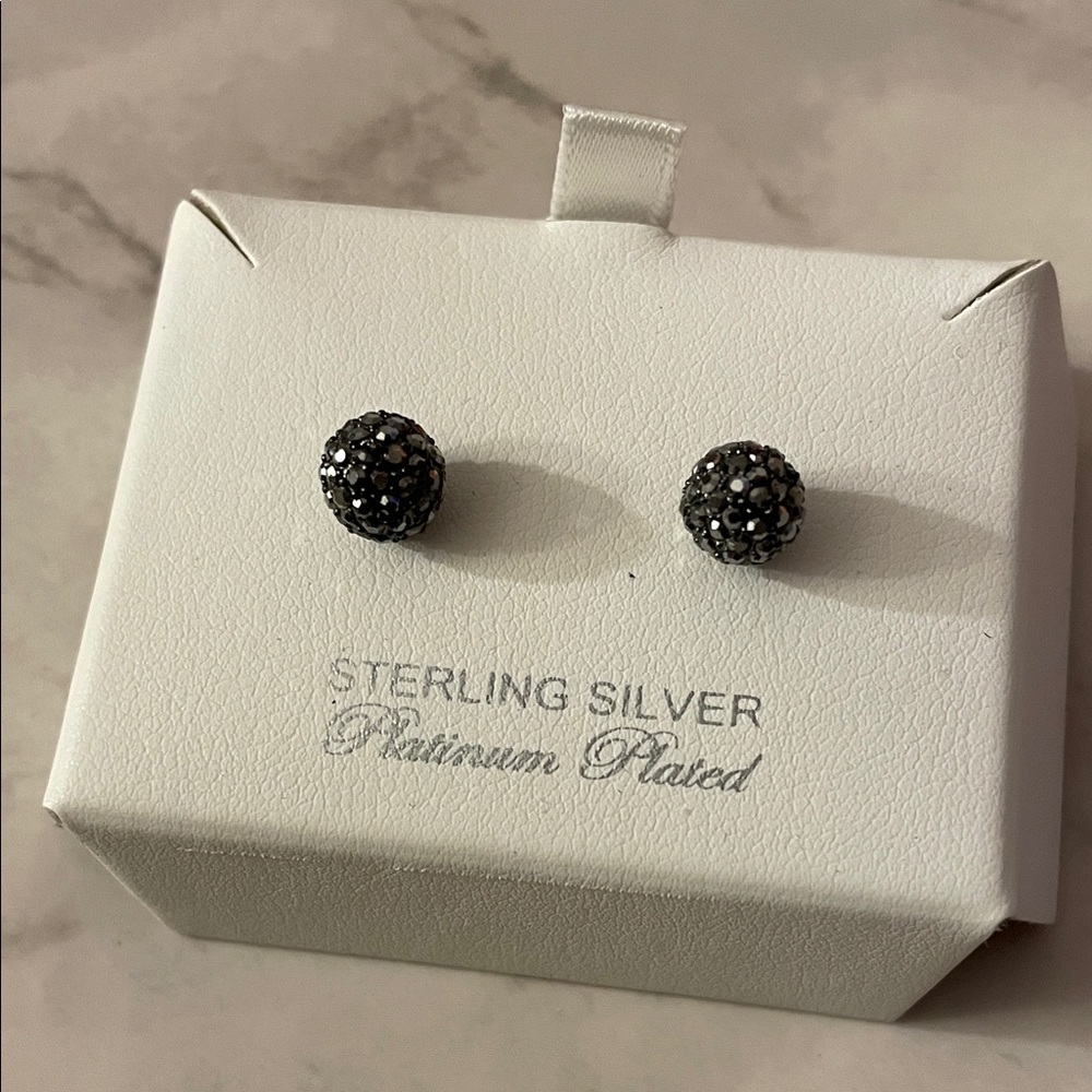 Elegant Black Sterling Silver Stud Earrings